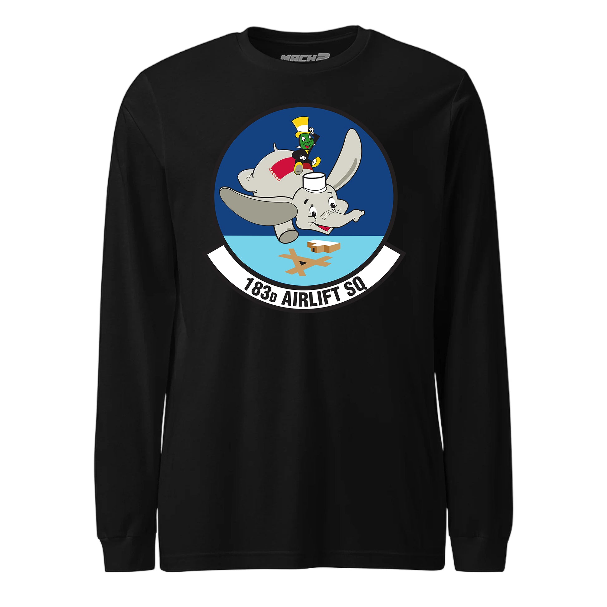 Mach2 Squadron Upload | 183RD AIRLIFT SQUADRON | Long Sleeve | Black | MACH-LONG-SLEEVE-FRONT-BLACK.jpg