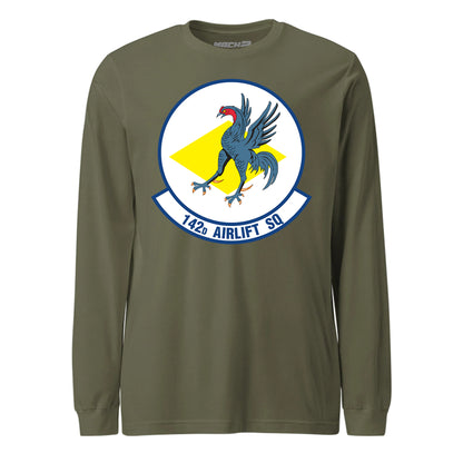 Mach2 Squadron Upload | 142ND AIRLIFT SQUADRON | Long Sleeve | OD Green | MACH-LONG-SLEEVE-FRONT-OD.jpg