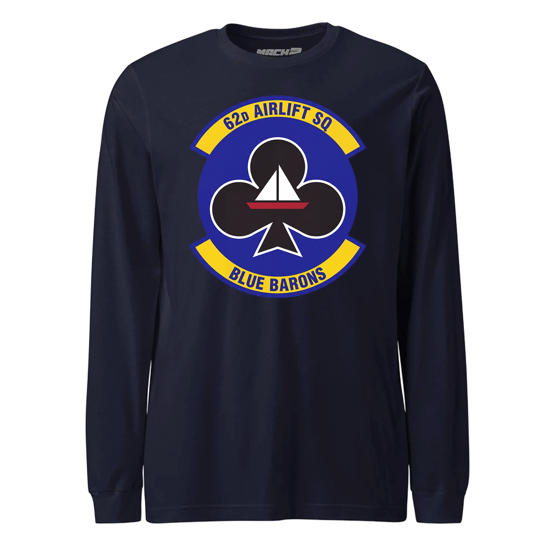 Mach2 Squadron Upload | 62ND AIRLIFT SQUADRON | Long Sleeve | Navy | MACH-LONG-SLEEVE-FRONT-NAVY.jpg