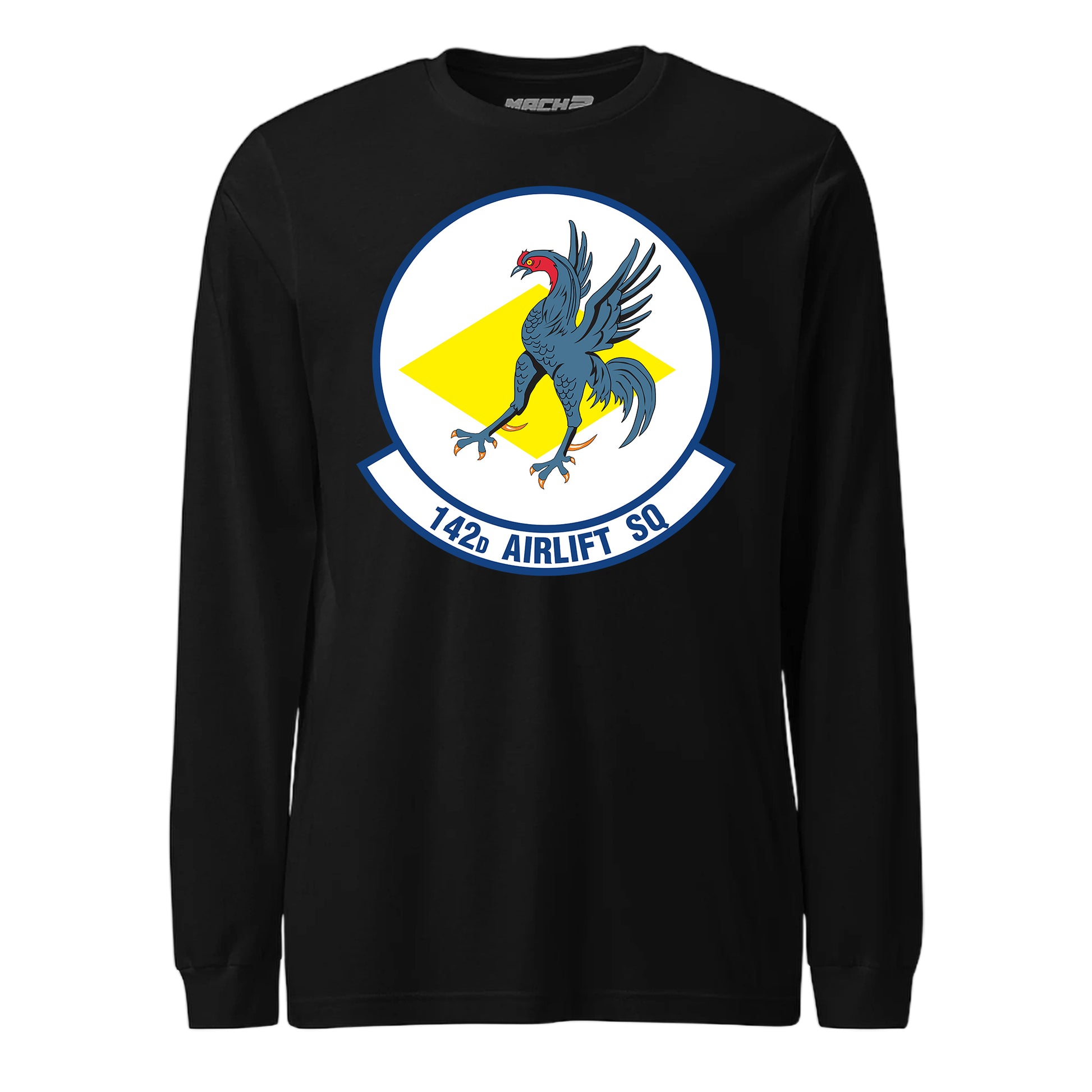 Mach2 Squadron Upload | 142ND AIRLIFT SQUADRON | Long Sleeve | Black | MACH-LONG-SLEEVE-FRONT-BLACK.jpg