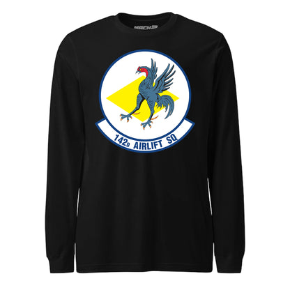 Mach2 Squadron Upload | 142ND AIRLIFT SQUADRON | Long Sleeve | Black | MACH-LONG-SLEEVE-FRONT-BLACK.jpg