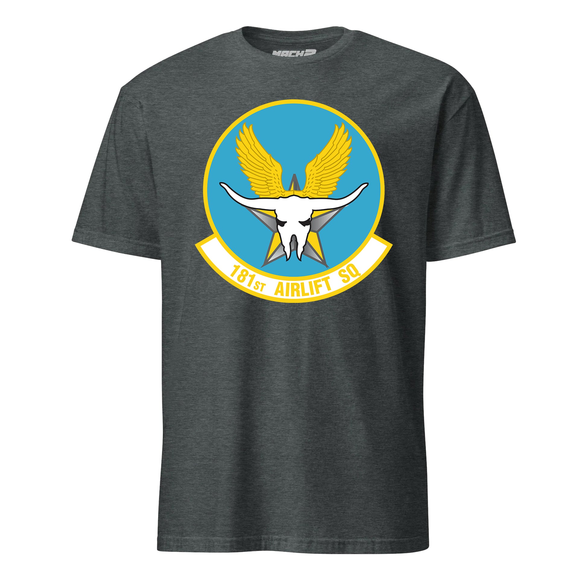 Mach2 Squadron Upload | 181ST AIRLIFT SQUADRON | T-Shirt | Charcoal Heather | MACH-SHORT-SLEEVE-FRONT-CHARCOAL.jpg
