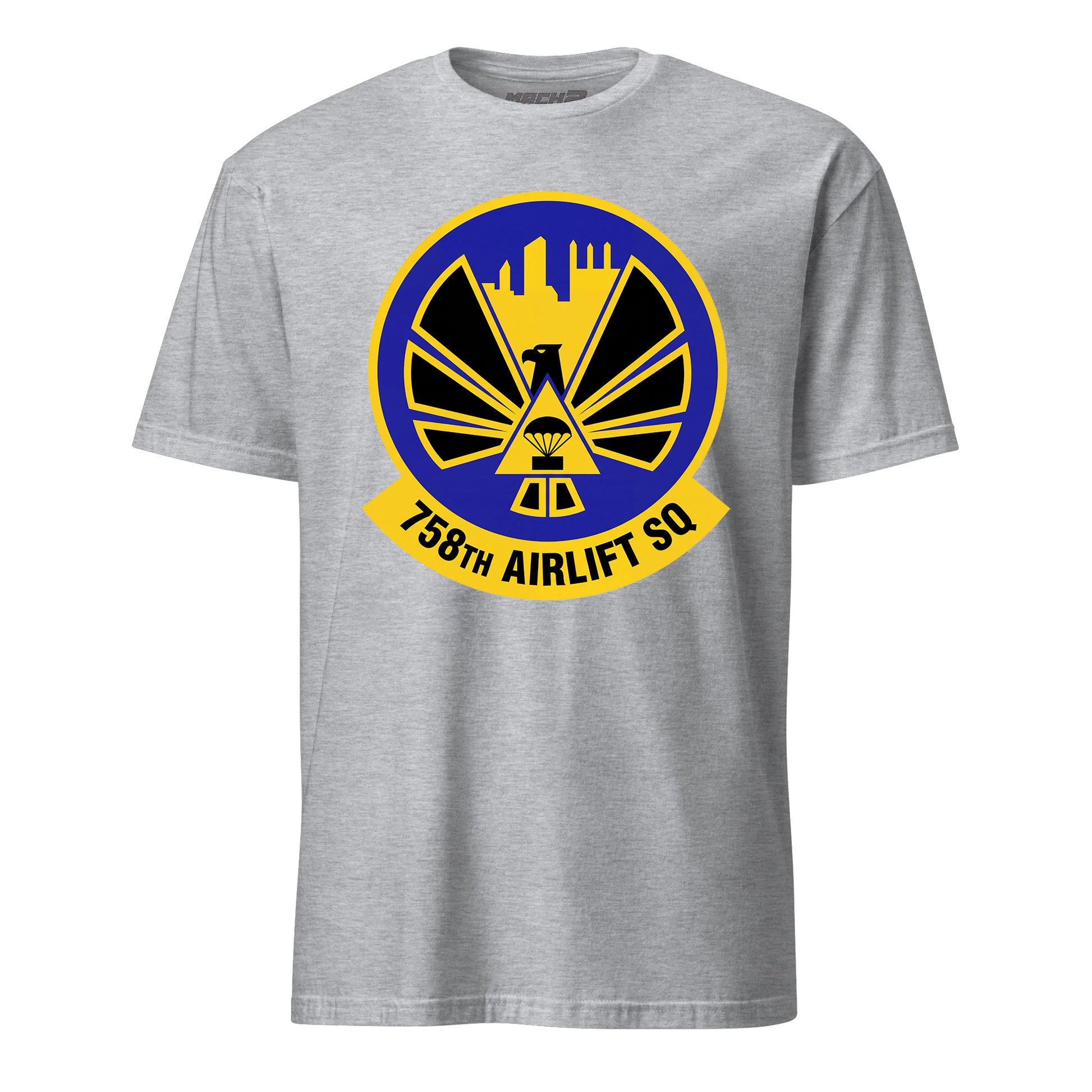 Mach2 Squadron Upload | 758TH AIRLIFT SQUADRON | T-Shirt | Heather Grey | MACH-SHORT-SLEEVE-FRONT-GREY.jpg