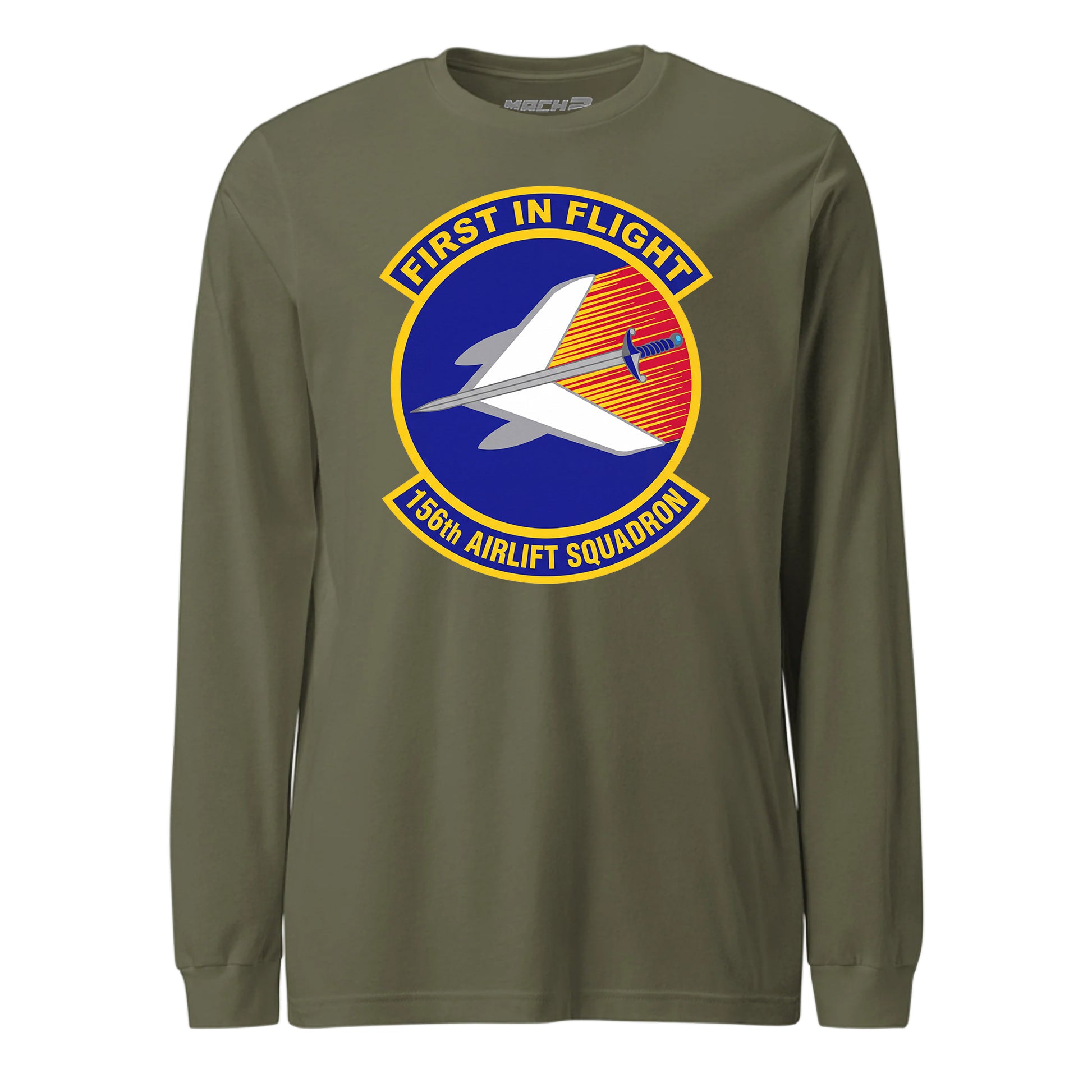 Mach2 Squadron Upload | 156TH AIRLIFT SQUADRON | Long Sleeve | OD Green | MACH-LONG-SLEEVE-FRONT-OD.jpg
