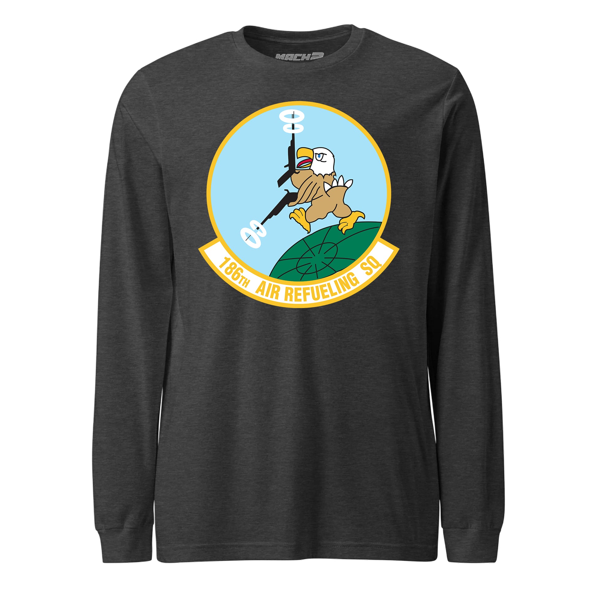 Mach2 Squadron Upload | 186TH AIRLIFT SQUADRON | Long Sleeve | Charcoal Heather | MACH-LONG-SLEEVE-FRONT-CHARCOAL.jpg