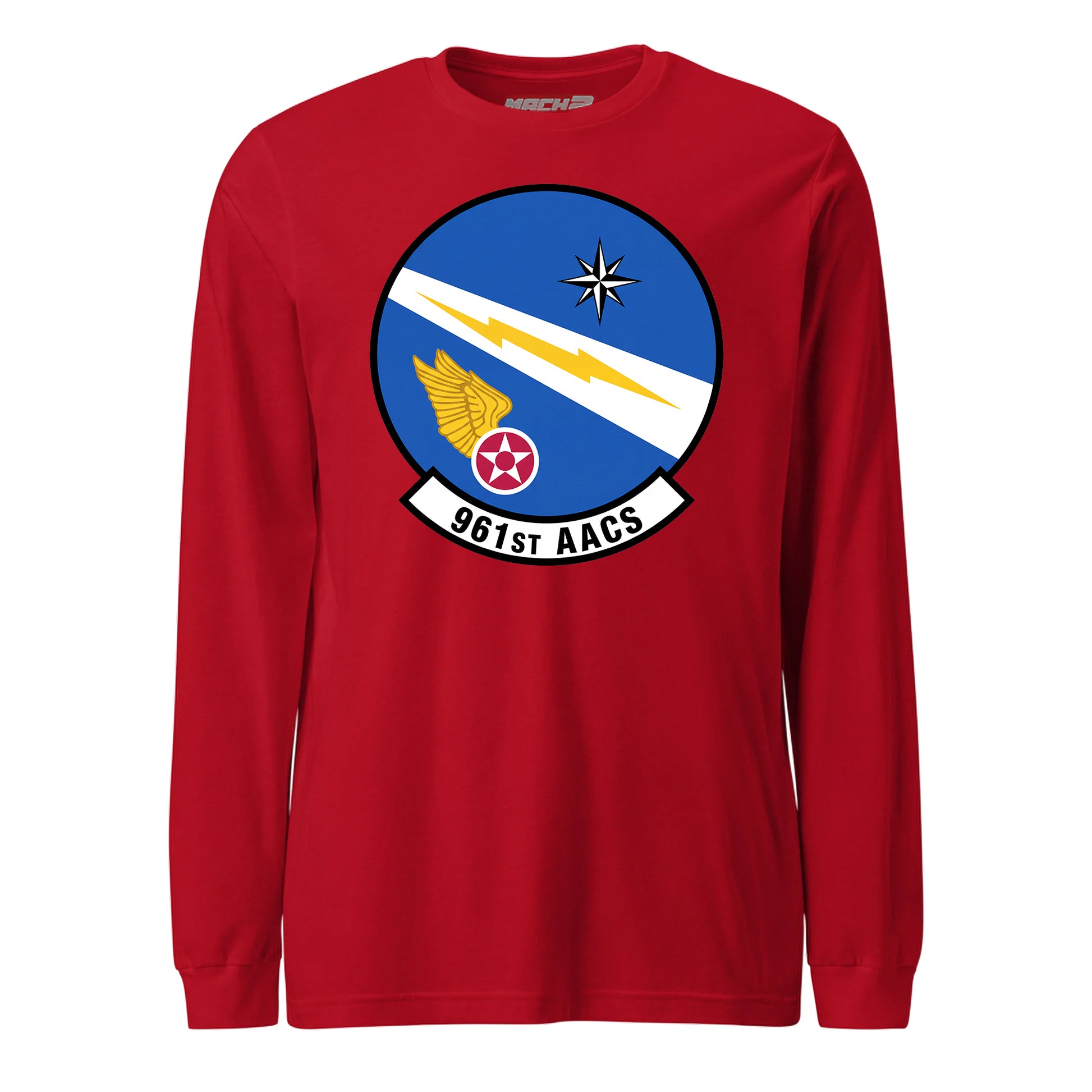 Mach2 Squadron Upload | 961ST AIRBORNE AIR CONTROL SQUADRON | Long Sleeve | Red | MACH-LONG-SLEEVE-FRONT-RED.jpg