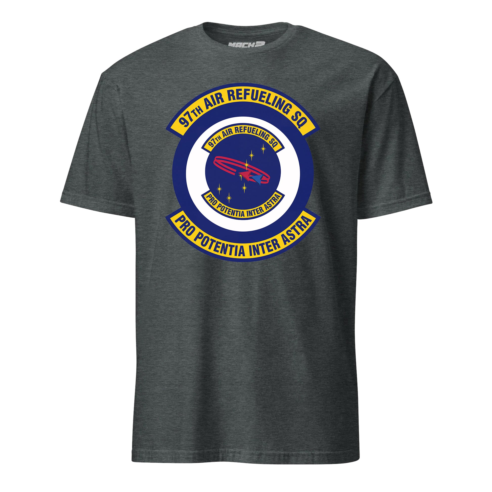 Mach2 Squadron Upload | 97TH AIR REFUELING SQUADRON | T-Shirt | Charcoal Heather | MACH-SHORT-SLEEVE-FRONT-CHARCOAL.jpg