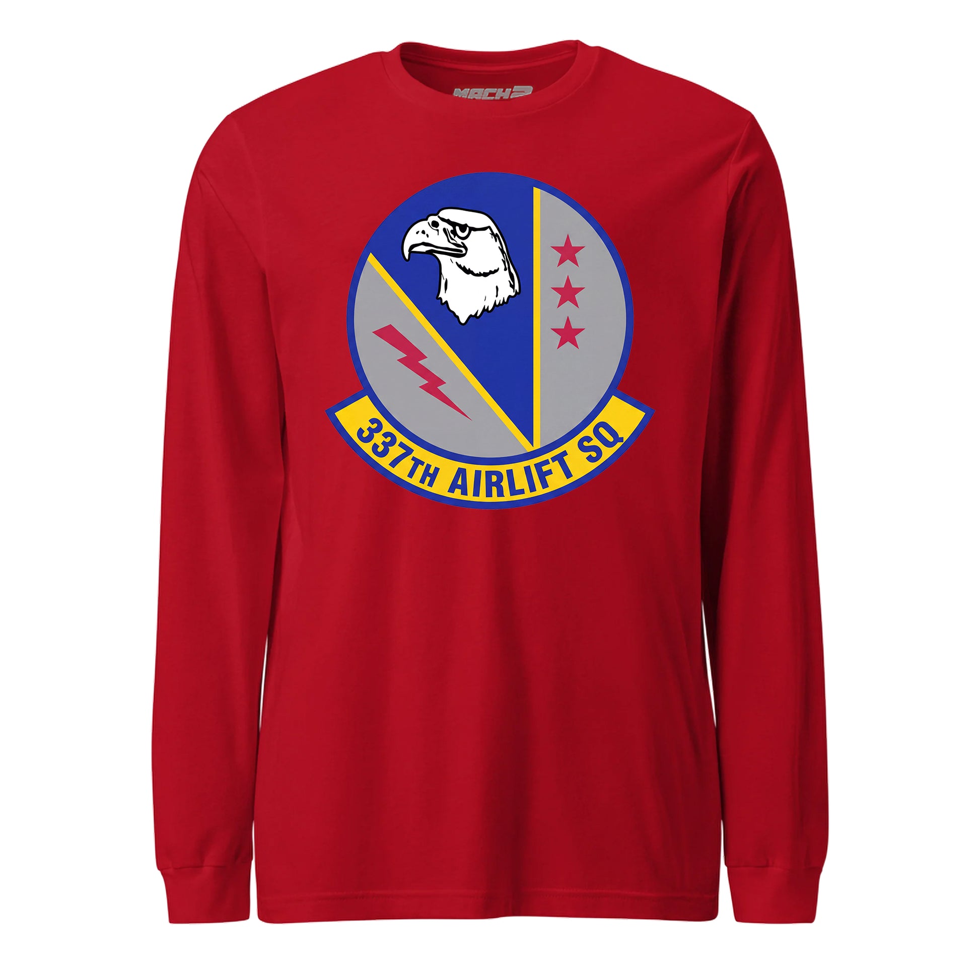 Mach2 Squadron Upload | 337TH AIRLIFT SQUADRON | Long Sleeve | Red | MACH-LONG-SLEEVE-FRONT-RED.jpg