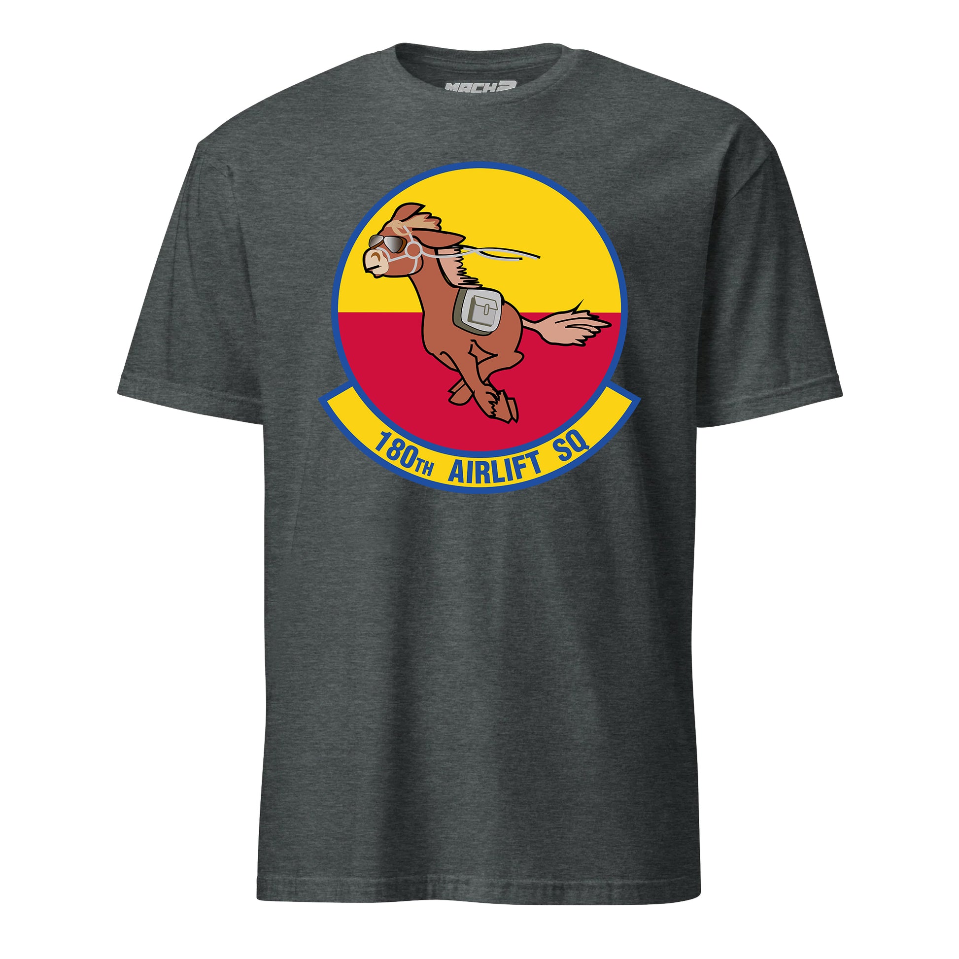 Mach2 Squadron Upload | 180TH AIRLIFT SQUADRON | T-Shirt | Charcoal Heather | MACH-SHORT-SLEEVE-FRONT-CHARCOAL.jpg