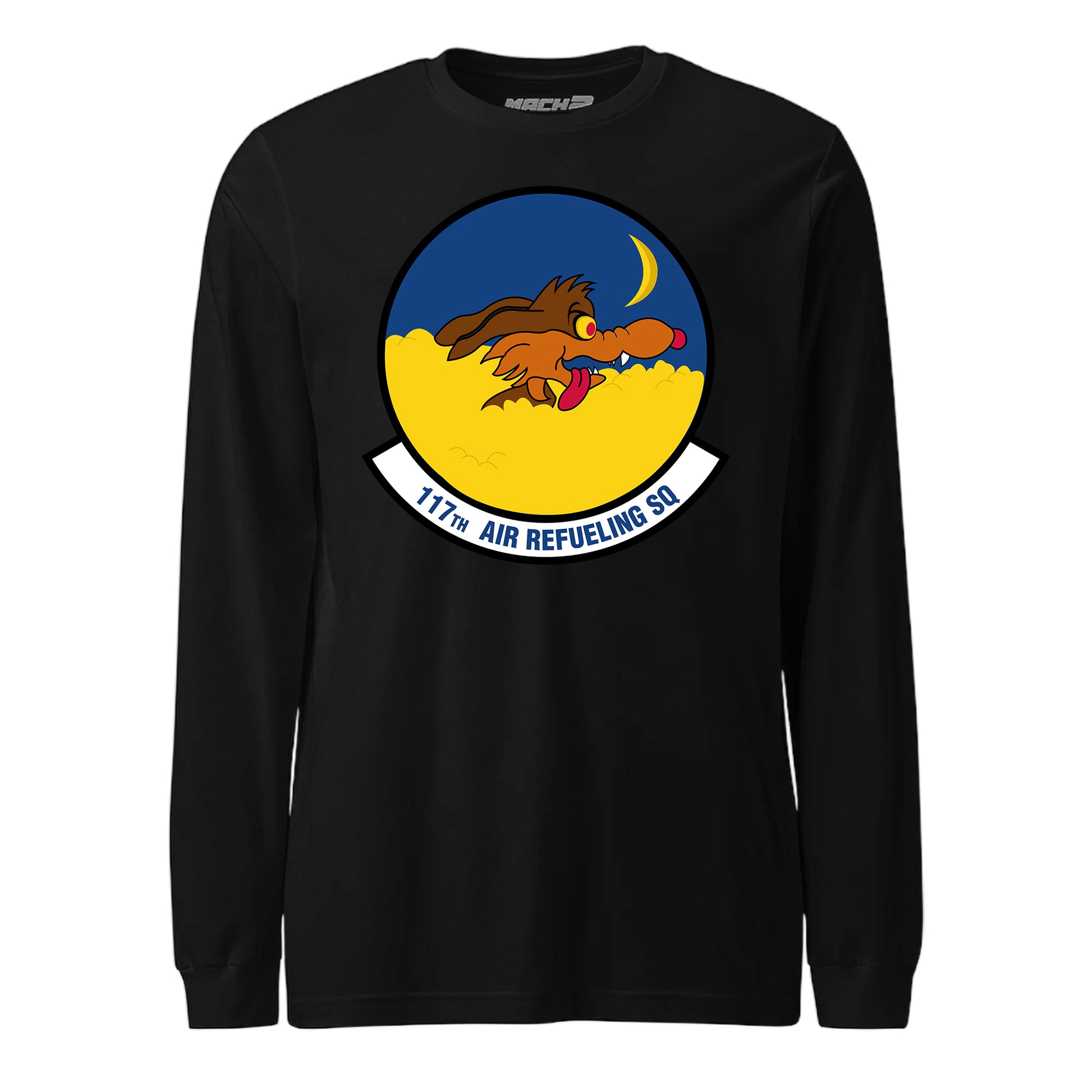 Mach2 Squadron Upload | 117TH AIR REFUELING SQUADRON | Long Sleeve | Black | MACH-LONG-SLEEVE-FRONT-BLACK.jpg