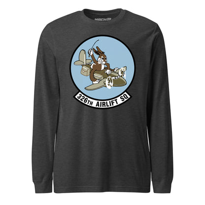 Mach2 Squadron Upload | 326TH AIRLIFT SQUADRON | Long Sleeve | Charcoal Heather | MACH-LONG-SLEEVE-FRONT-CHARCOAL.jpg