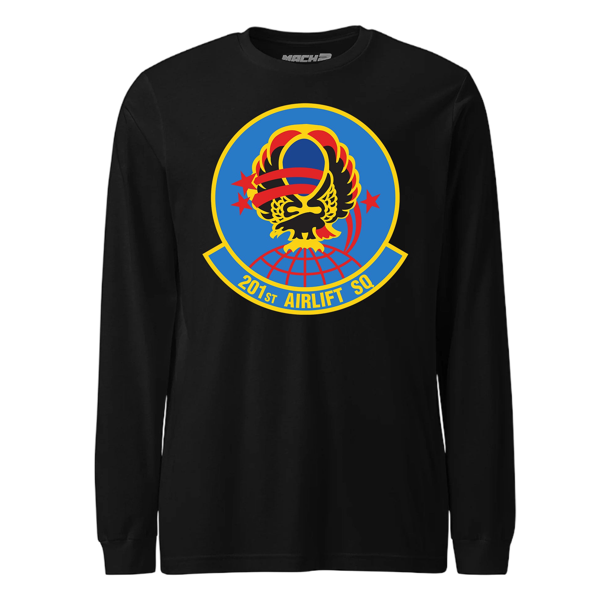 Mach2 Squadron Upload | 201ST AIRLIFT SQUADRON | Long Sleeve | Black | MACH-LONG-SLEEVE-FRONT-BLACK.jpg