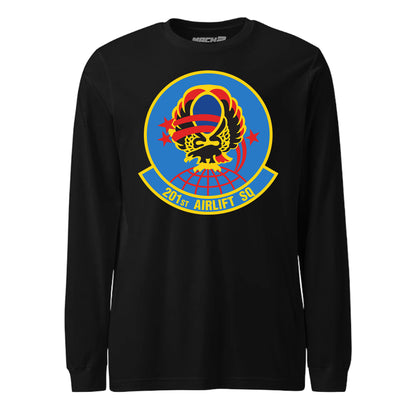 Mach2 Squadron Upload | 201ST AIRLIFT SQUADRON | Long Sleeve | Black | MACH-LONG-SLEEVE-FRONT-BLACK.jpg