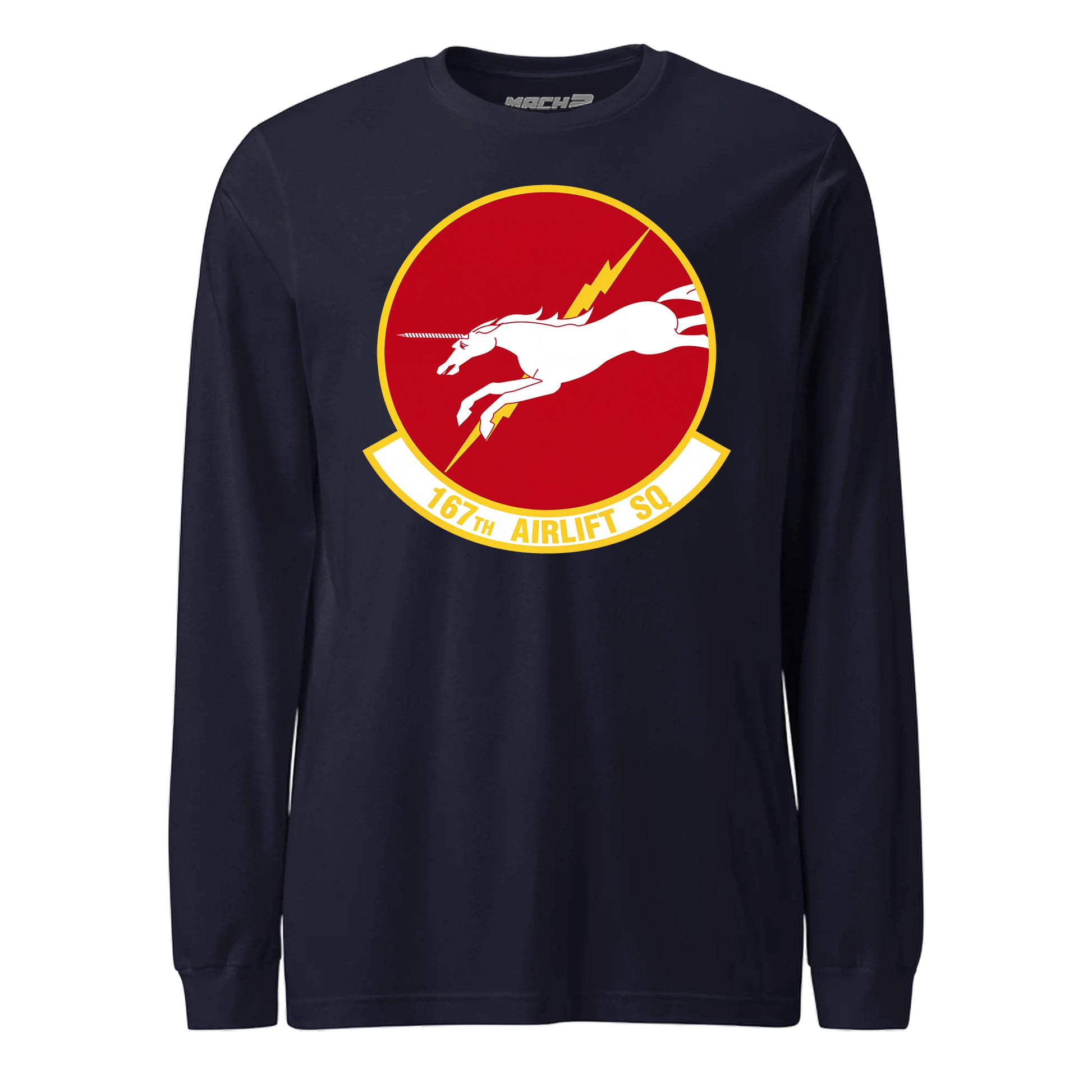 Mach2 Squadron Upload | 167TH AIRLIFT SQUADRON | Long Sleeve | Navy | MACH-LONG-SLEEVE-FRONT-NAVY.jpg