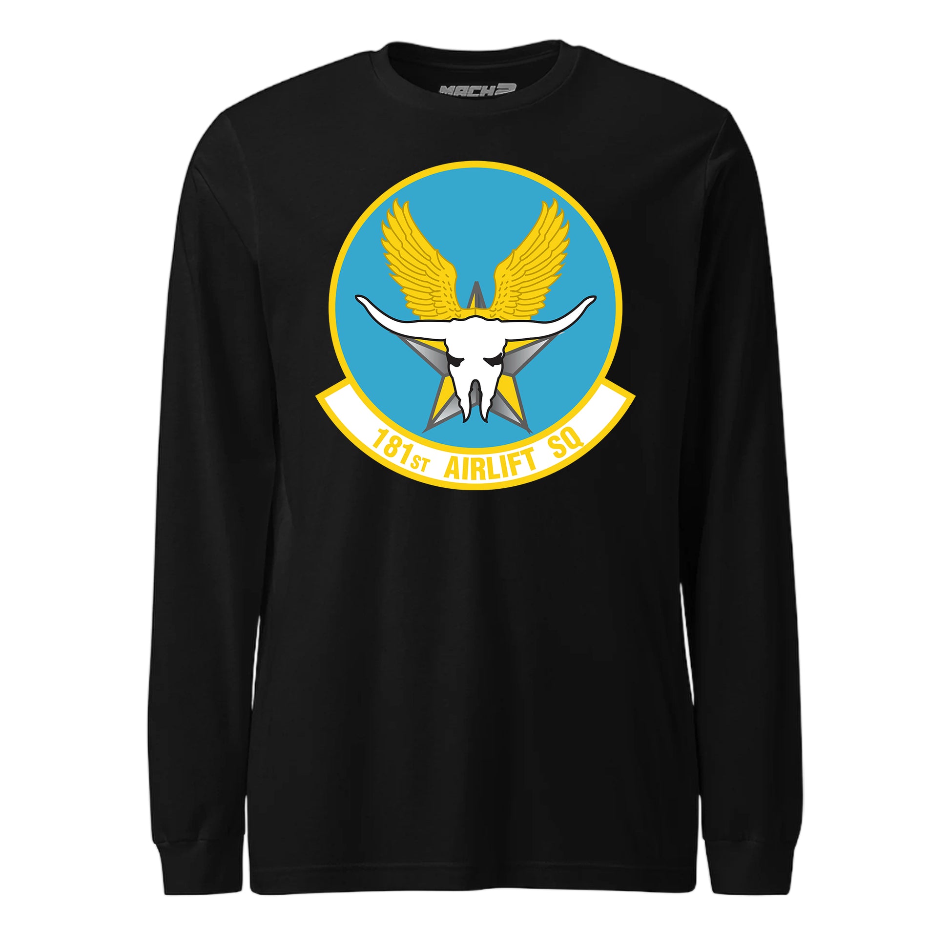 Mach2 Squadron Upload | 181ST AIRLIFT SQUADRON | Long Sleeve | Black | MACH-LONG-SLEEVE-FRONT-BLACK.jpg